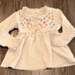 Matilda Jane Cream top with Floral Embroidery size 4 cotton fabric